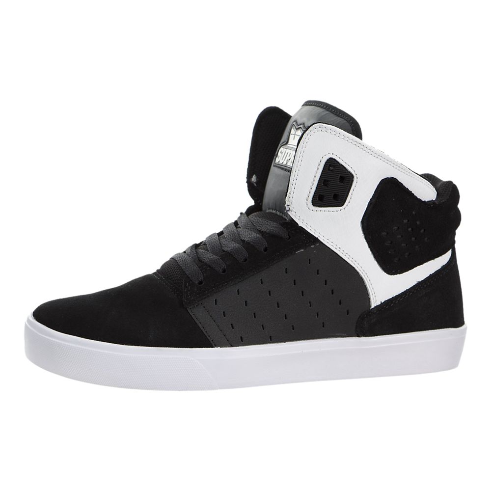 Chaussures de Skate Supra Atom Noir Blanche Black/White-White Homme | SOT-34349988